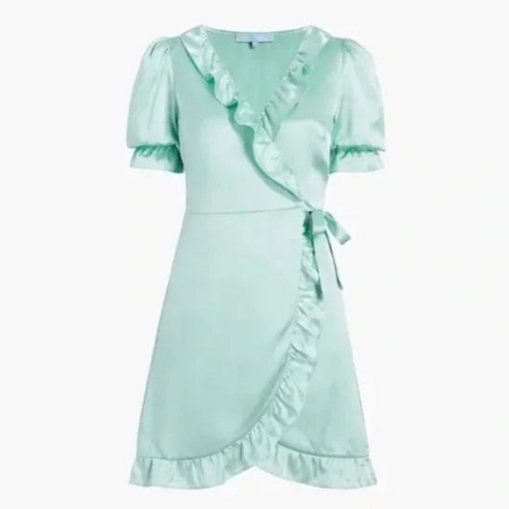 Hill House Mint Wrap Ruffle Silk Nima Dress